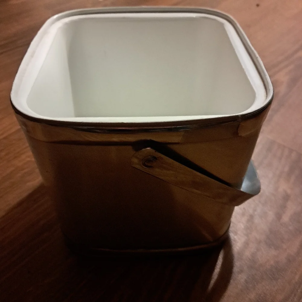 ELEGANT Vtg. 1950's Metallic Silver Rectangular ICE Bucket W/ LID